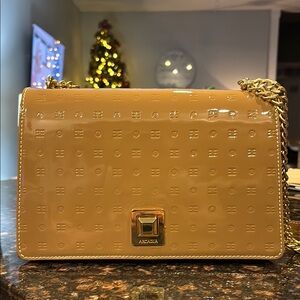 Arcadia Beige Patent Shoulder Bag